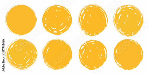 A collection of six roughly oval textured and golden yellow shapes