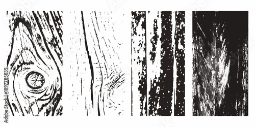 Black and white wood grain textures in a vertical arrangement