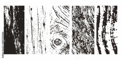 Abstract vertical brushstrokes resembling tree bark textures in black and white
