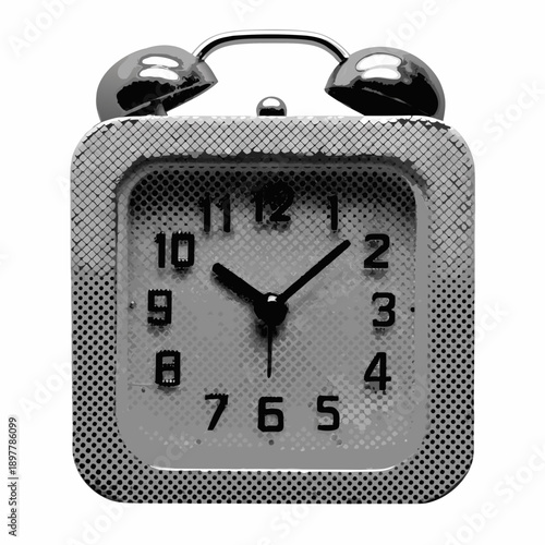 A vintage checkered alarm clock displaying approximately 7 28