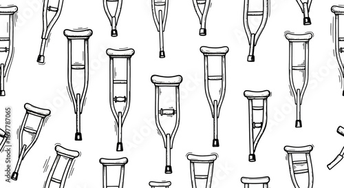 Illustration of Crutches on White Background, Medical Equipment, Graphic Design