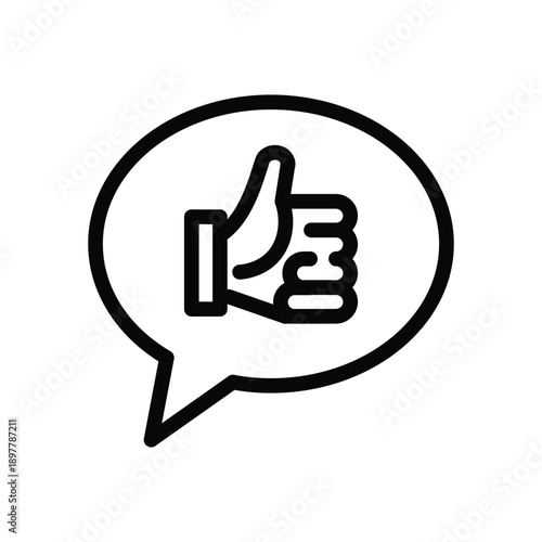 Bubble speech talk with thumb up outline icon vector design good for web or mobile app