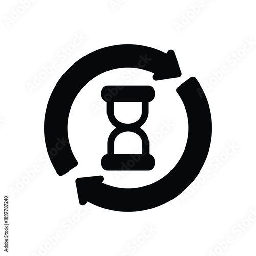 sand clock surrounded by circular arrow solid icon vector design good for web or mobile app