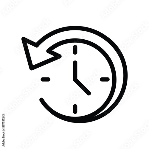 Clock with backward arrow outline icon vector design good for web or mobile app