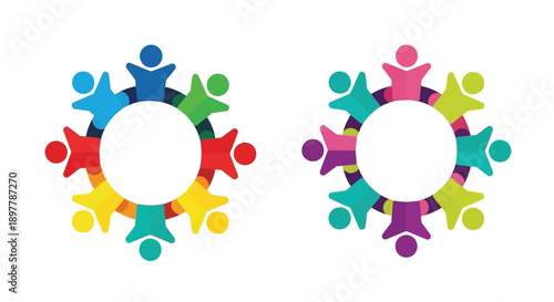 Abstract representation of community and collaboration with colorful figures