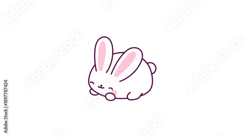 A simple and cute cartoon illustration of a round, pink bunny rabbit