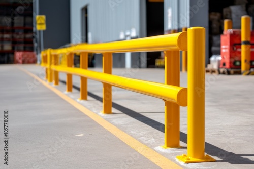 Bright Yellow Railings Installed in Industrial Area