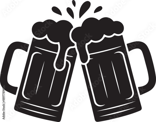Clinking Beer Glasses Icon,Beer Cheers Celebration Symbol