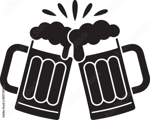 Clinking Beer Glasses Icon,Beer Cheers Celebration Symbol