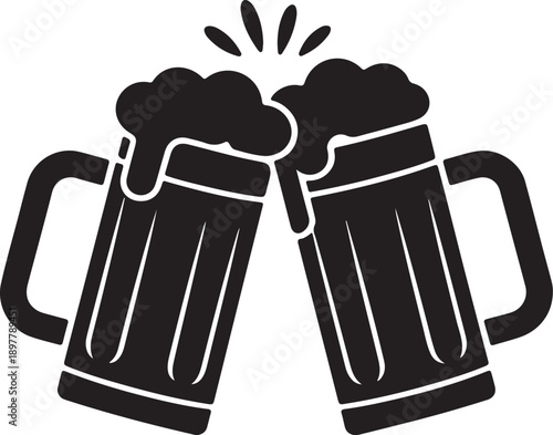 Clinking Beer Glasses Icon,Beer Cheers Celebration Symbol