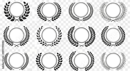 Laurel Wreath Collection Vector Icons - Award, Champion, Emblem Frames