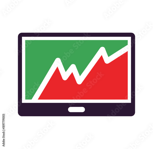 simple computer screen with green and red graph on screen display