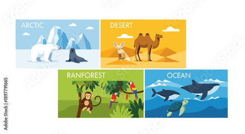 World Wildlife Day Climate Zone Animal Infographic Vector