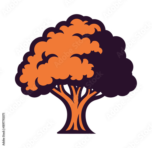 tree with orange leaves and brown trunk and branches icon