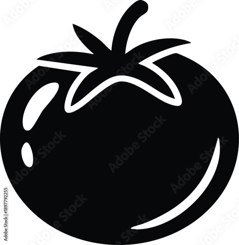 Minimalist Vegetable Icon for Healthy Eating Branding, Stylized Ripe Tomato Vector Illustration, vector, illustration, silhouette.