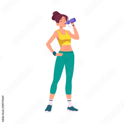 Young Athletic Female Drinking Water for Hydration and Wellness