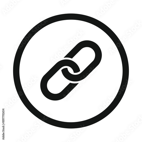 Chain link in a circle symbol for connection and unity icon