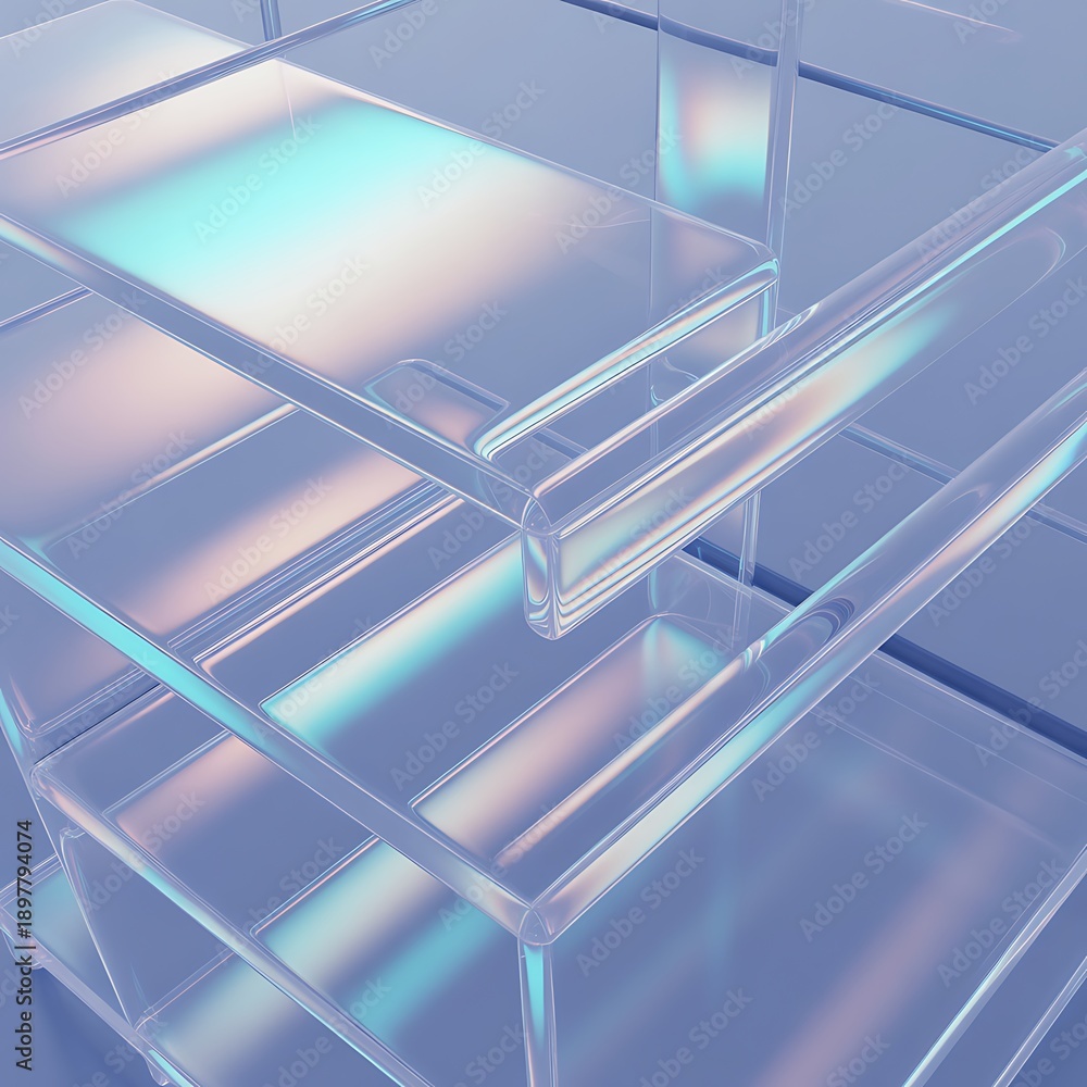 Obraz premium Empty Transparent Plastic Storage Drawers Organizer