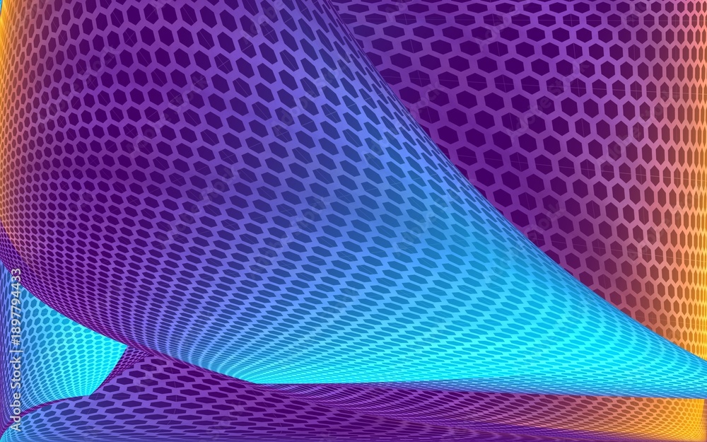 Naklejka premium Abstract Blue Purple Hexagon Wave Background