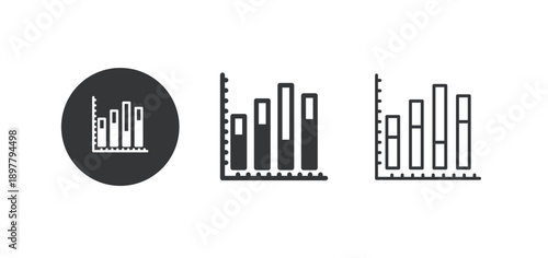 Statistic and analysis icon. Multi series icon. Perfect pixel isolated on white background. Vector illustration