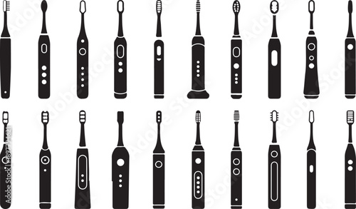 toothbrush icon pack twenty electric brush variations flat vector