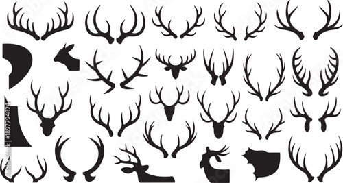 deer antler logo elements set silhouettes for print web brand use pack