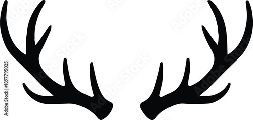 antler line art illustration for crest badge and decor use