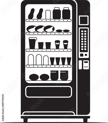 vending machine retail dispenser vector outline for commercial use