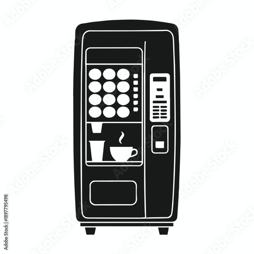 coffee vending machine flat icon for signage and user interface