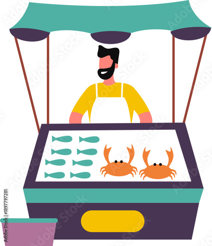 Food Vendor Illustration Element