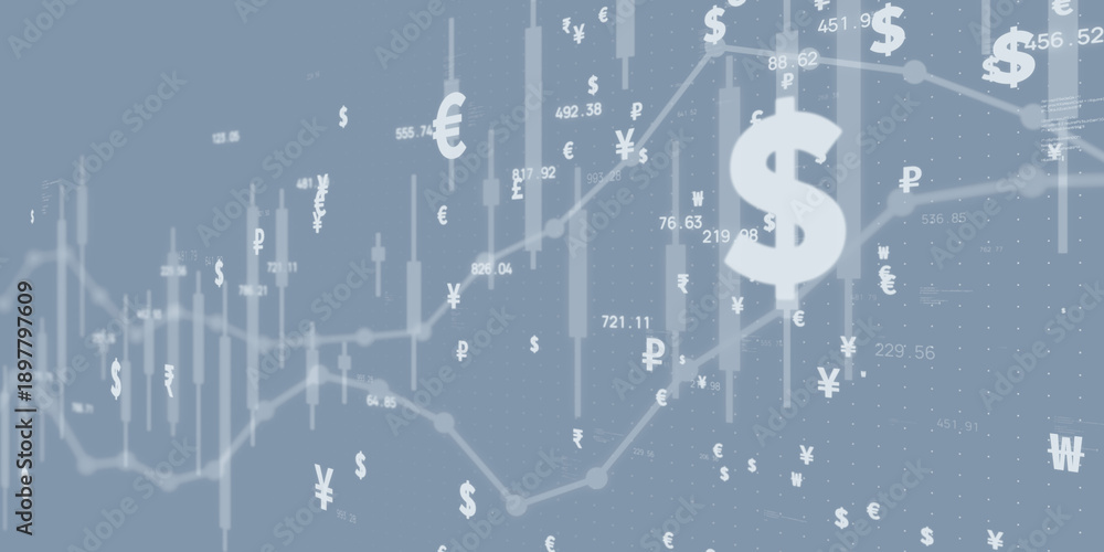 Obraz premium Financial technology image background. Wide angle visual for banners or advertisements.