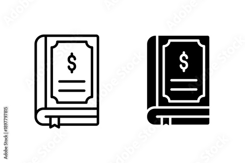 Finance Book Icon Outline And Glyph Style Money Accounting Concept