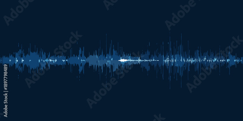 Abstract waveform visualization in shades of blue resembling sound waves
