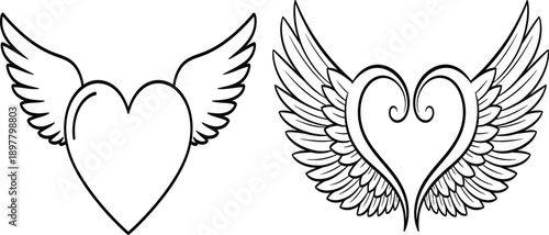 Heart with Wings Vector Illustration - Valentine's Day Symbol for Love and Romance