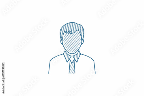 Sketch of a man s head and shoulders with a collared shirt