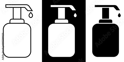 hand soap or gel dispenser outline and flat icon