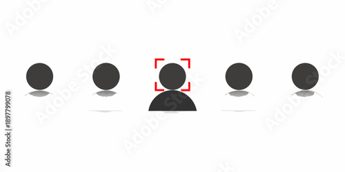 Abstract representation of people with one figure highlighted in red