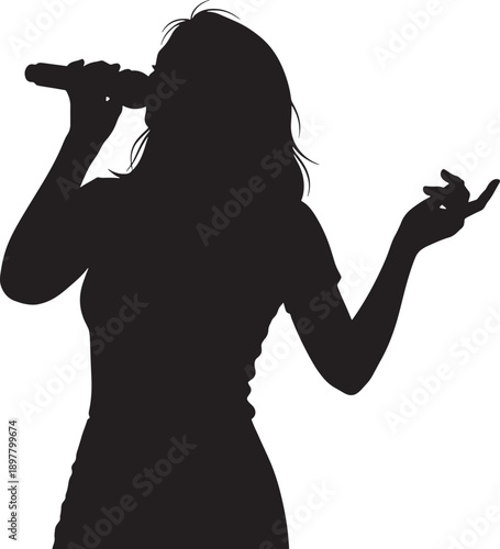 Female Musician Silhouette Vector Illustration