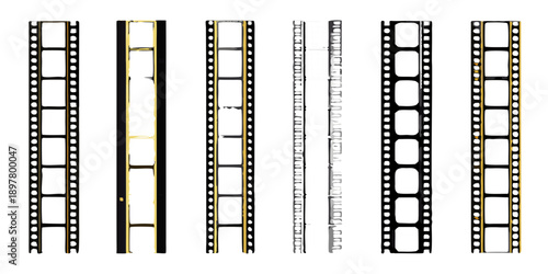 Abstract representation of film strips on a black background