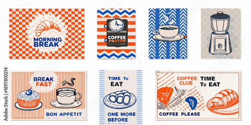 A collection of vintage style kitchen and breakfast themed art prints