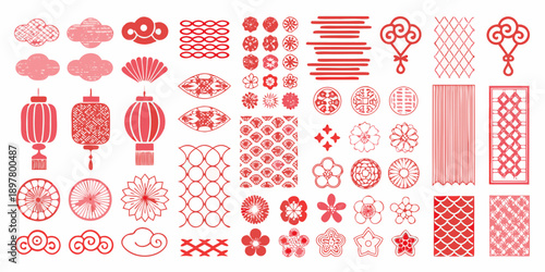 Collection of intricate red paper cut designs showcasing traditional motifs
