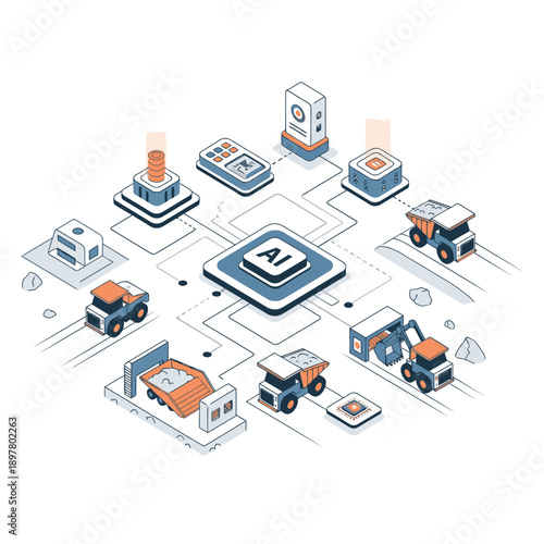 AI Technology Integrated with Industrial Machinery and Automation.