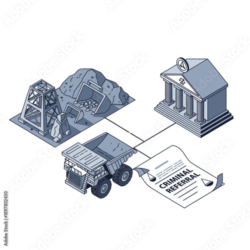 Illustration of cryptocurrency mining process and blockchain technology.