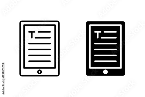 Digital Reading Icon Outline And Glyph Style Mobile Learning Concept