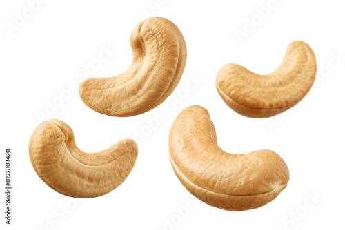  Flying cashew nuts isolated on transparent background