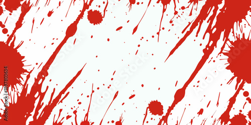Abstract background with dynamic red splatters and streaks on white