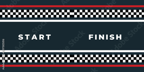 A start and finish line with a checkered flag design