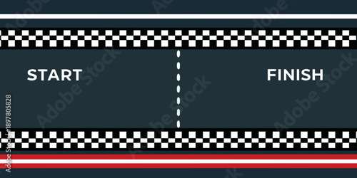 A digital illustration of a race start and finish line with checkered borders