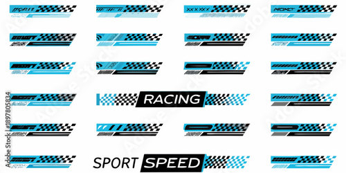 Collection of racing flag and speed themed graphic elements