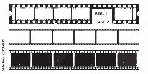 Black and white filmstrip with varying frame exposures and textures